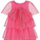 Girls Glittery Pink Tulle Dress, 1, hi-res