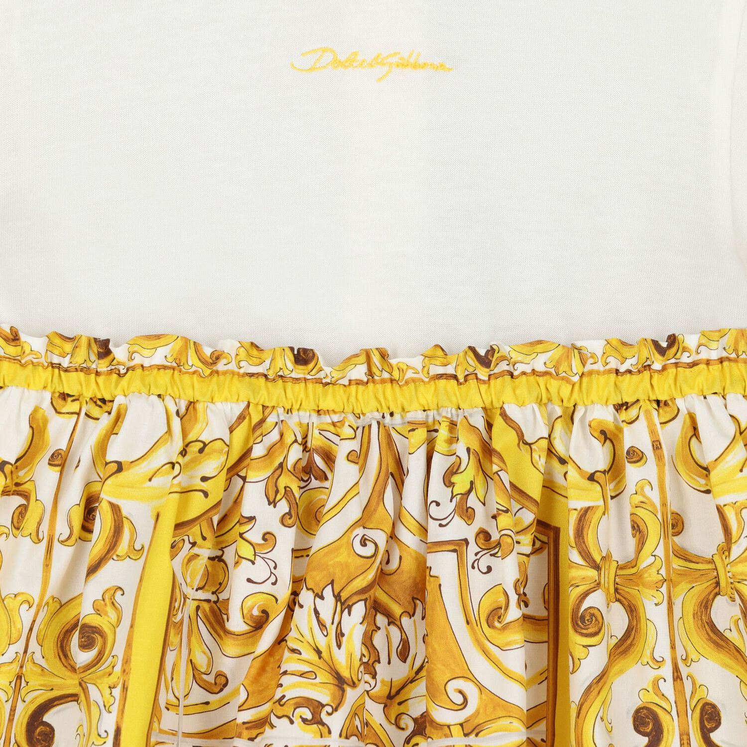 Baby Girls White & Yellow Majolica Dress Set, 1, hi-res image number null