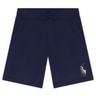 Boys Navy Logo Shorts, 1, hi-res