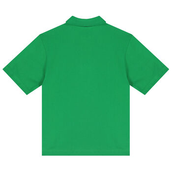 تيشيرت بولو بالشعار باللون الأخضر للأولاد