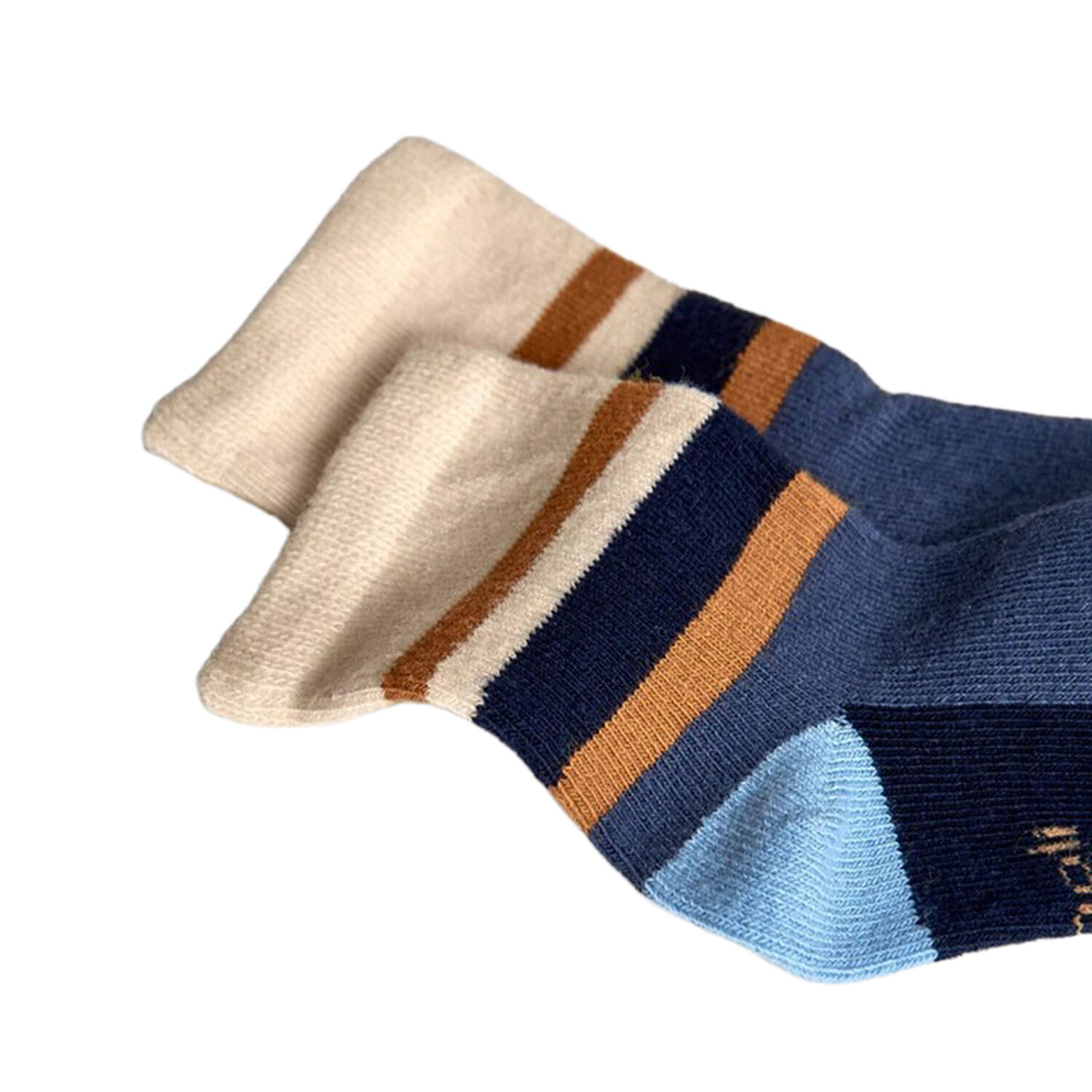 Boys Navy Blue & Beige Socks ( 3-Pack ), 1, hi-res