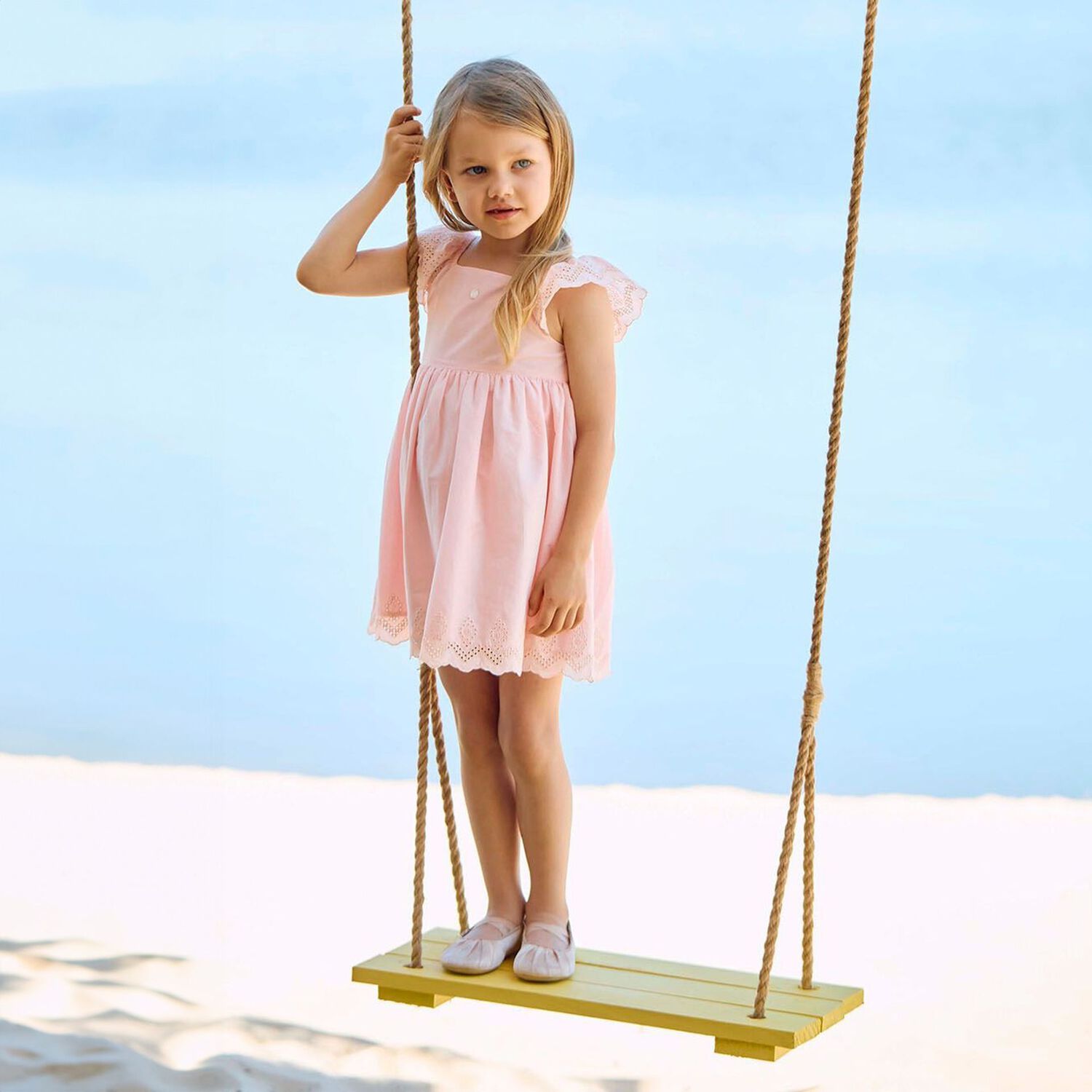 Girls Pink Embroidered Dress, 2, hi-res