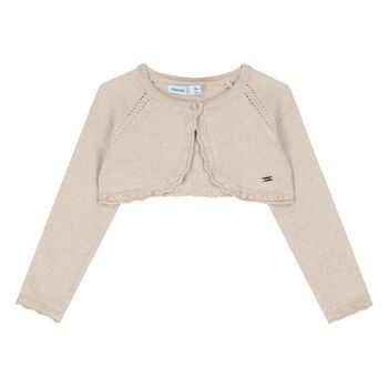 Younger Girls Beige Knitted Cardigan
