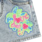 Girls Blue Denim Embellished Shorts, 1, hi-res