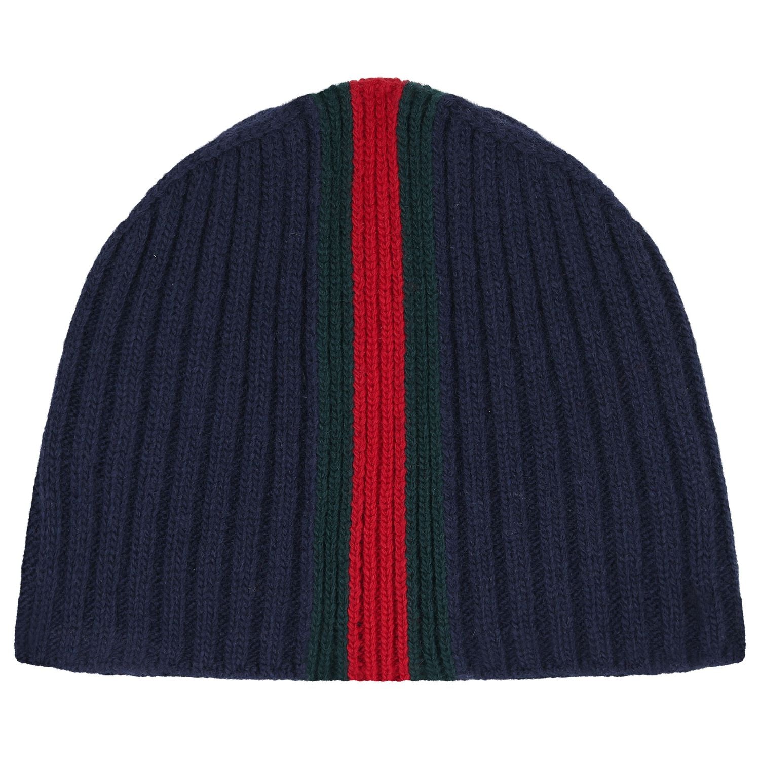 Navy Blue Web Striped Knitted Baby Hat, 1, hi-res