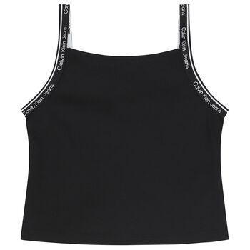 Girls Black Logo Sleeveless Top