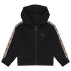 Boys Black EKD Logo Zip Up Hooded Top, 1, hi-res