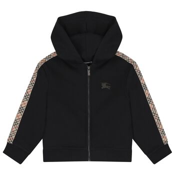 Boys Black EKD Logo Zip Up Hooded Top
