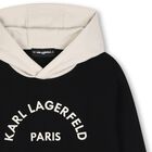 Boys Beige & Black Logo Hooded Top, 1, hi-res