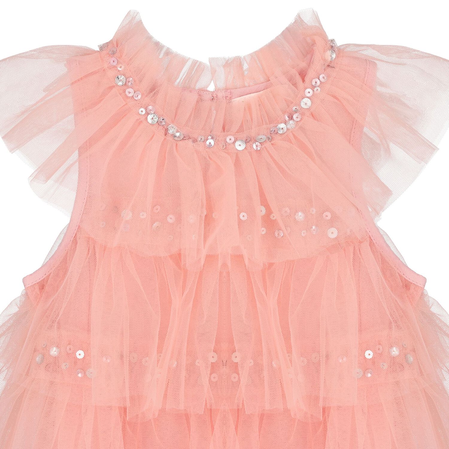 Younger Girls Pink Embellished Tulle Dress, 1, hi-res image number null