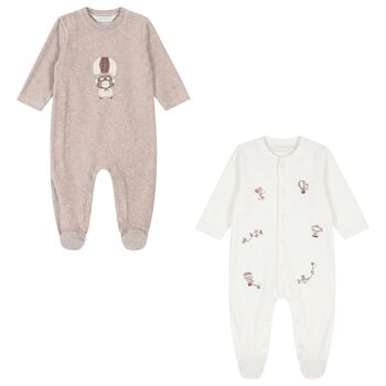 White & Beige Babygrows ( 2-Pack )