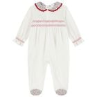 Baby Girls Ivory Smocked Babygrow, 1, hi-res