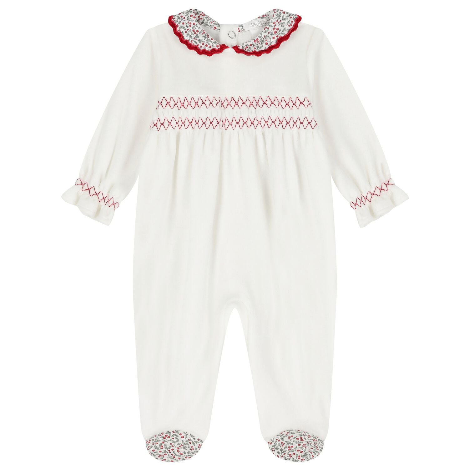 Baby Girls Ivory Smocked Babygrow, 1, hi-res