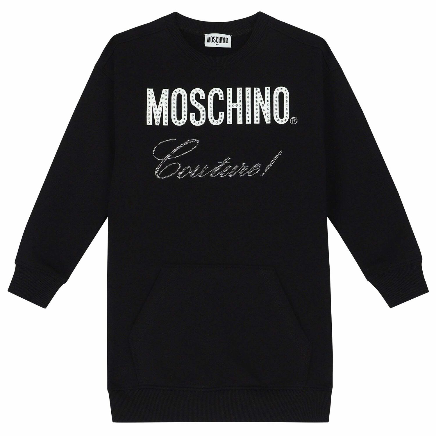 Girls Black Crystal Logo Dress, 2, hi-res