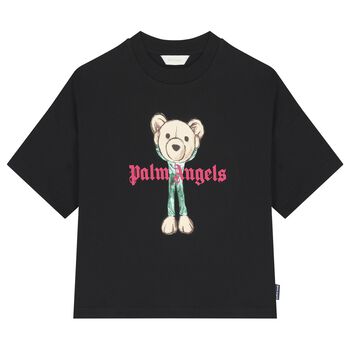 Boys Black Teddy Bear Logo T-Shirt