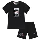 Girls Black Hello Kitty Shorts Set, 1, hi-res