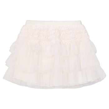 Girls Ivory Tulle Ruffled Skirt
