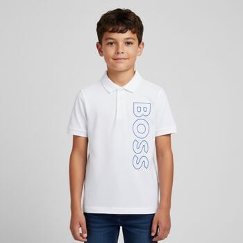 Boys White Logo Polo Shirt