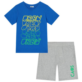Boys Blue & Grey Shorts Set