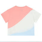 Girls Pink, White & Blue Logo T-Shirt, 1, hi-res