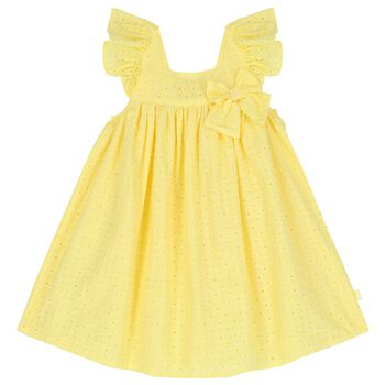 Girls Yellow Broderie Anglaise Dress