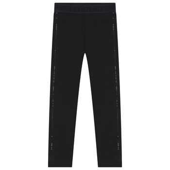 Girls Black Logo Leggings