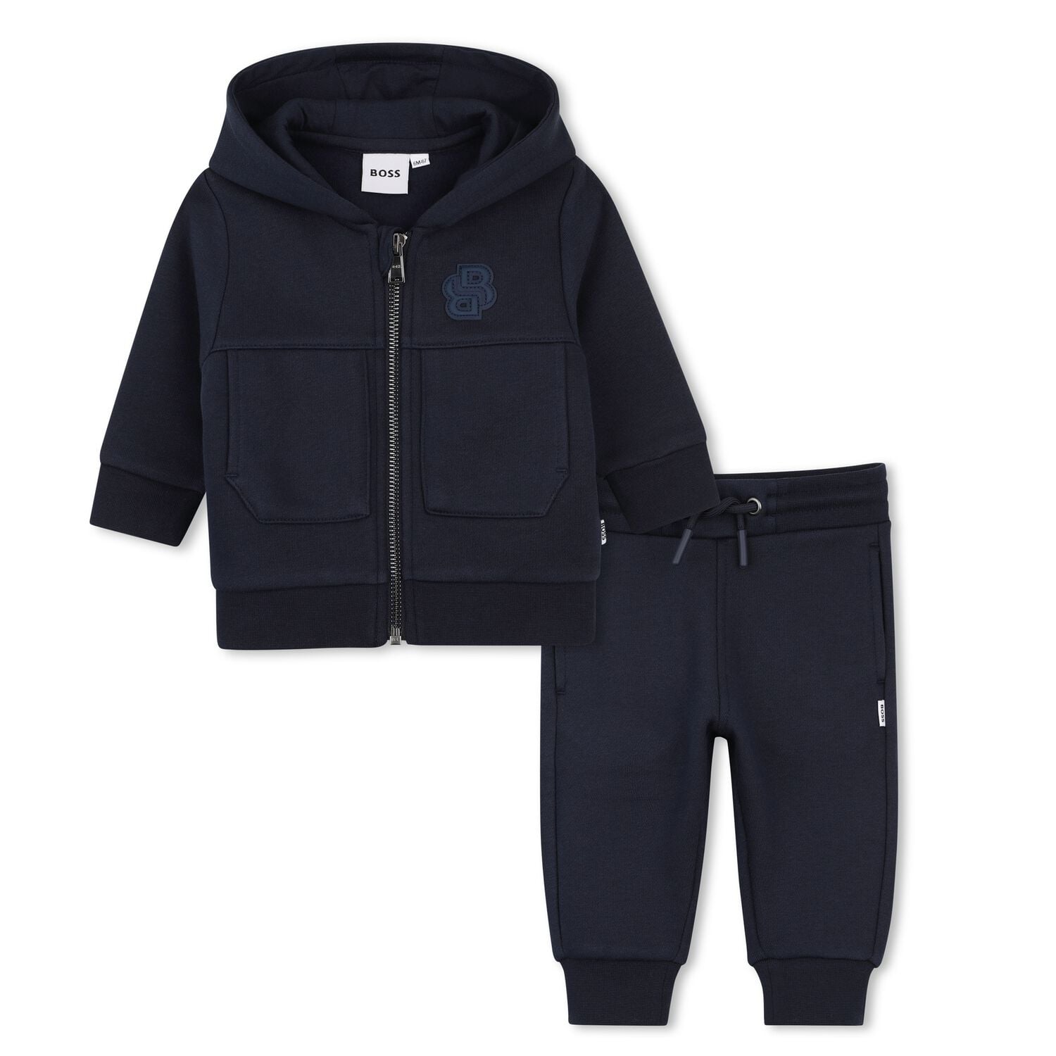 Younger Boys Mini Me Navy Blue Logo Tracksuit, 1, hi-res
