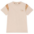 Boys Beige Logo T-Shirt, 2, hi-res