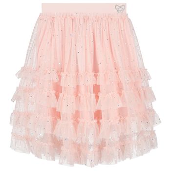 Girls Pink Rullfed Tulle Skirt