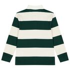 Boys Ivory & Green Striped Polo Shirt, 1, hi-res