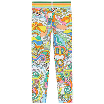 Girls Multicoloured Logo Leggings