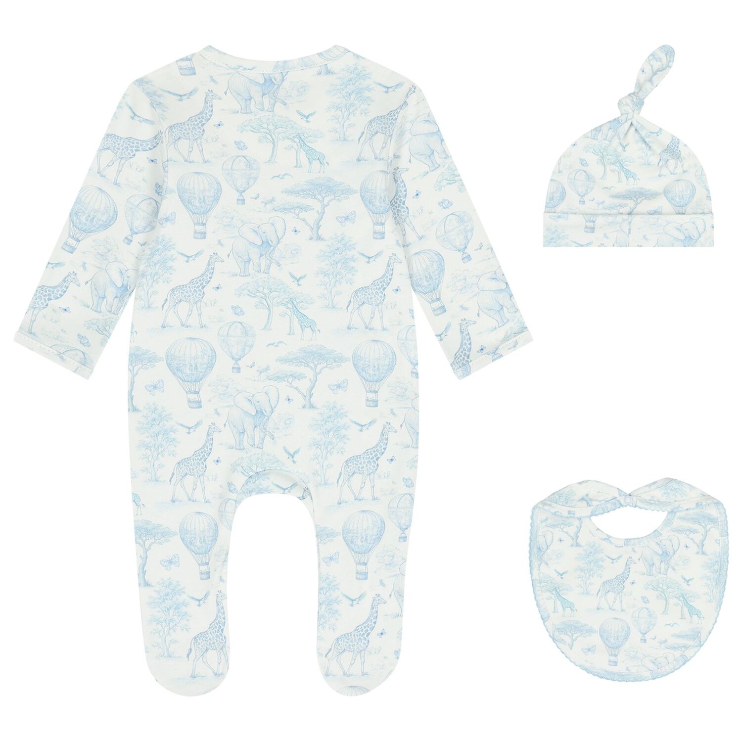 Baby Boys White & Blue Africa Babygrow Gift Set  , 1, hi-res
