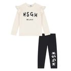Younger Girls Ivory & Black Leggings Set, 1, hi-res