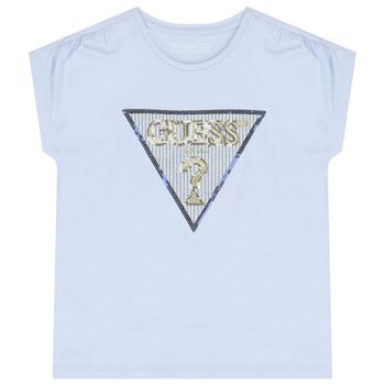 Girls Blue Sequin Logo T-Shirt
