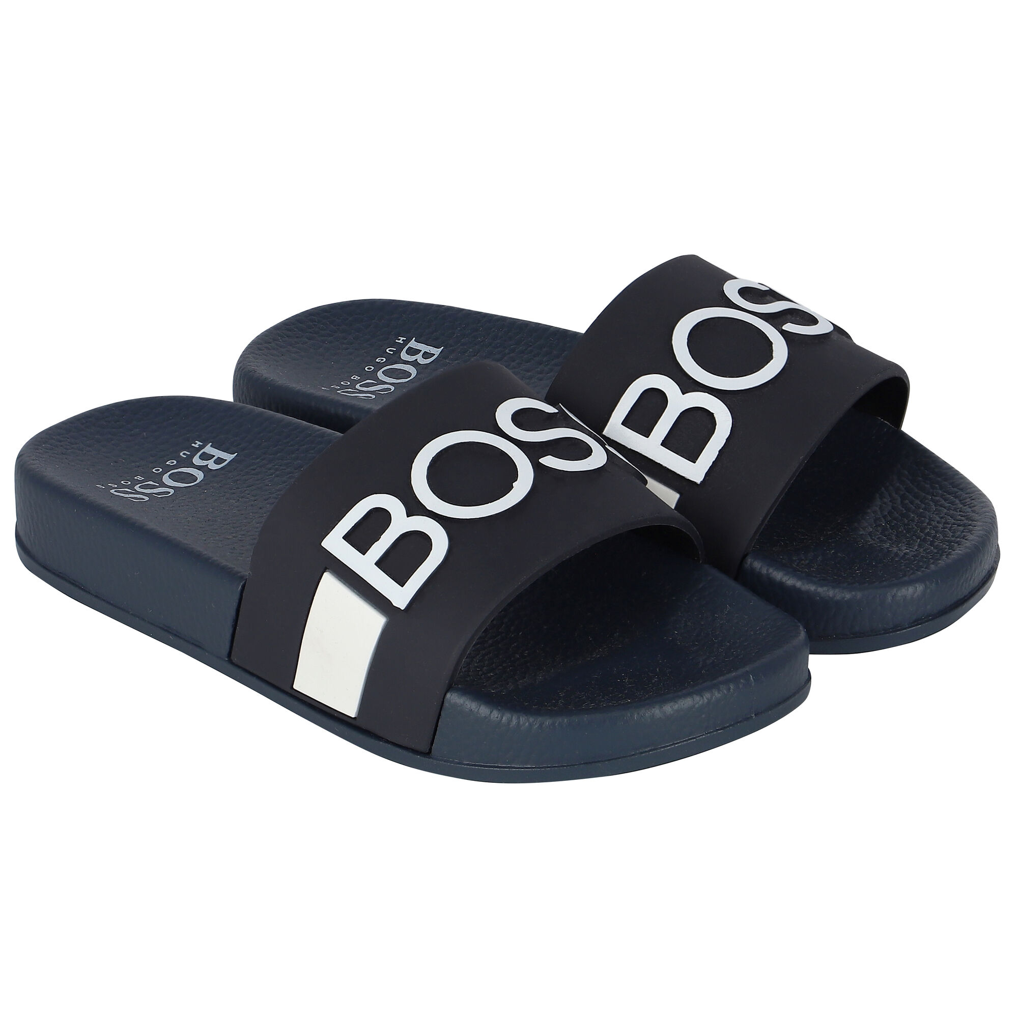 BOSS Navy Blue Logo Sliders Junior Couture