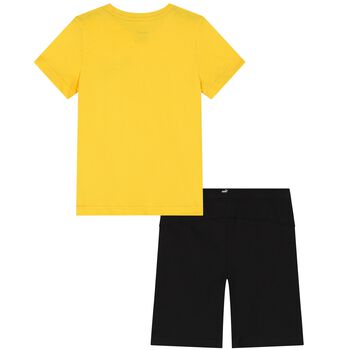 Boys Yellow & Black Logo Shorts Set
