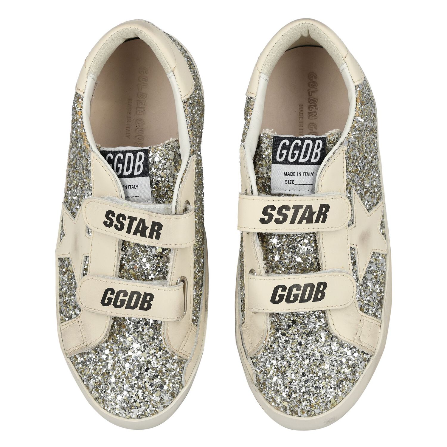 Girls Silver & Gold Embellished Velcro May Trainers, 1, hi-res image number null
