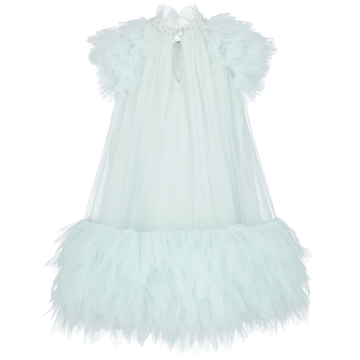 Girls Aqua Tulle Dress, 1, hi-res