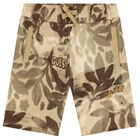 Boys Beige Logo Shorts, 2, hi-res