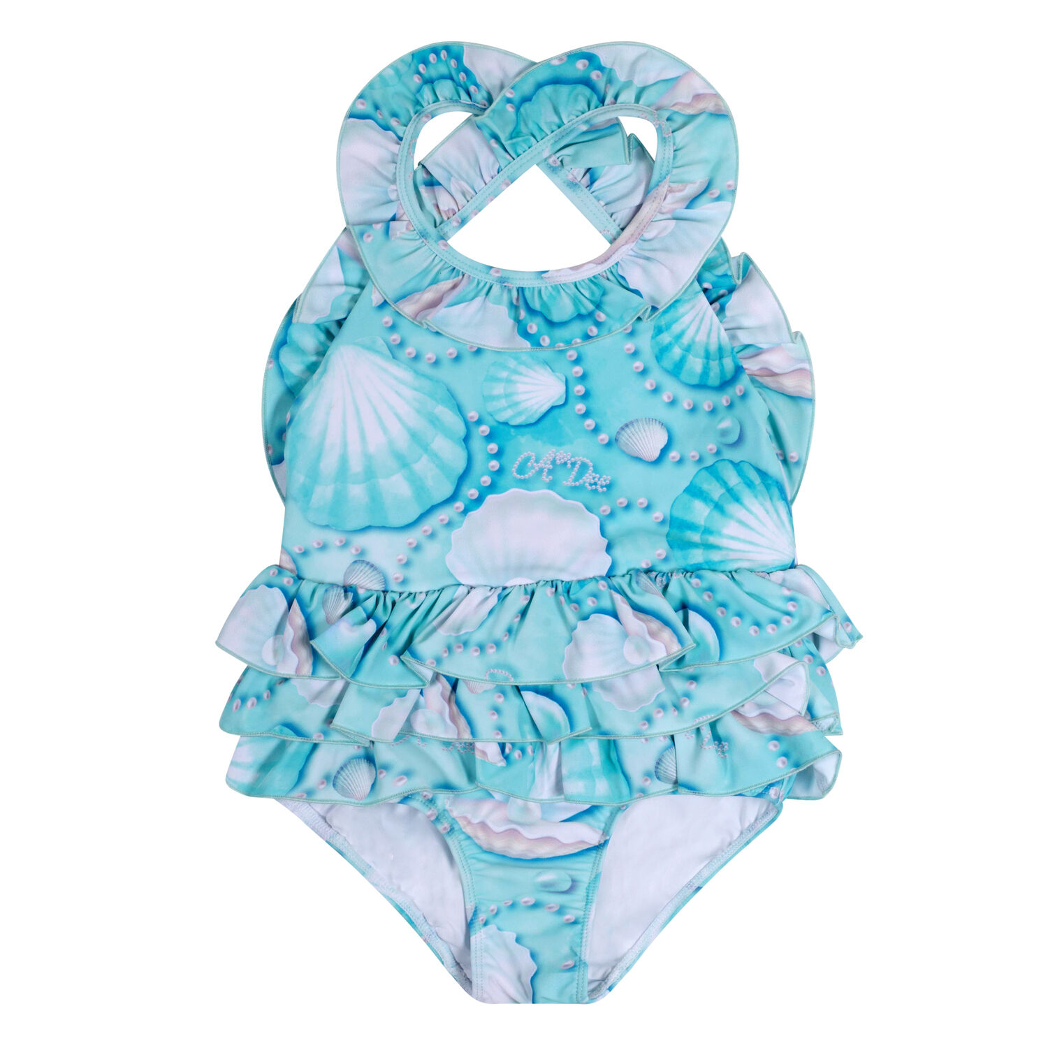Girls Blue Logo Pearl Swimsuit, 1, hi-res image number null