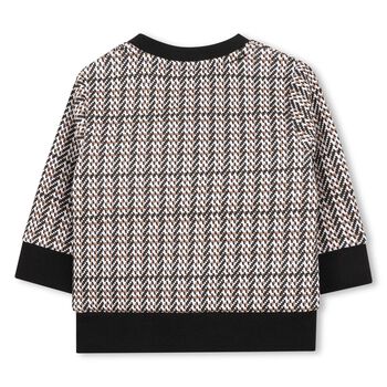 Younger Boys Black, Beige & White Checked Logo Sweatshirt