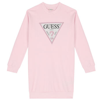 Girls Pink Logo Sweatshirt Dress