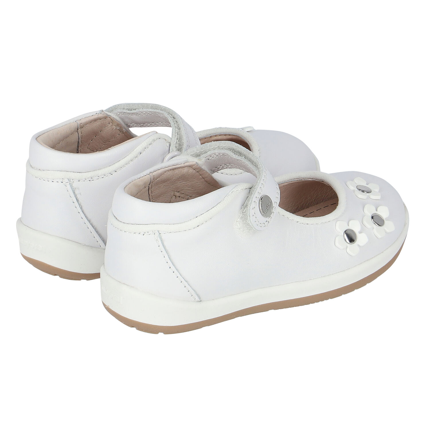 Baby Girls White Flower Shoes, 1, hi-res image number null