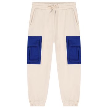 Boys Beige Logo Joggers
