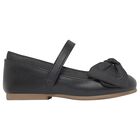 Younger Girls Black Flower Shoes, 1, hi-res