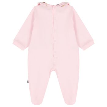 Baby Girls Pink Teddy Bear Logo Babygrow
