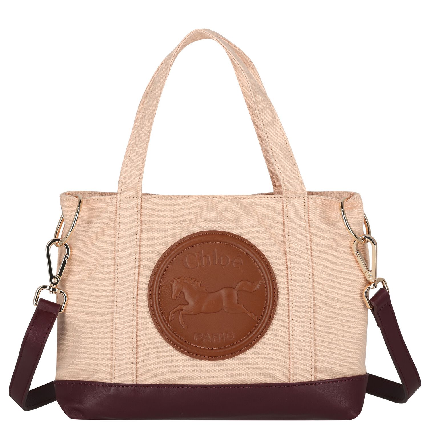 Girls Beige Horse Medal Handbag ( 20cm ), 1, hi-res