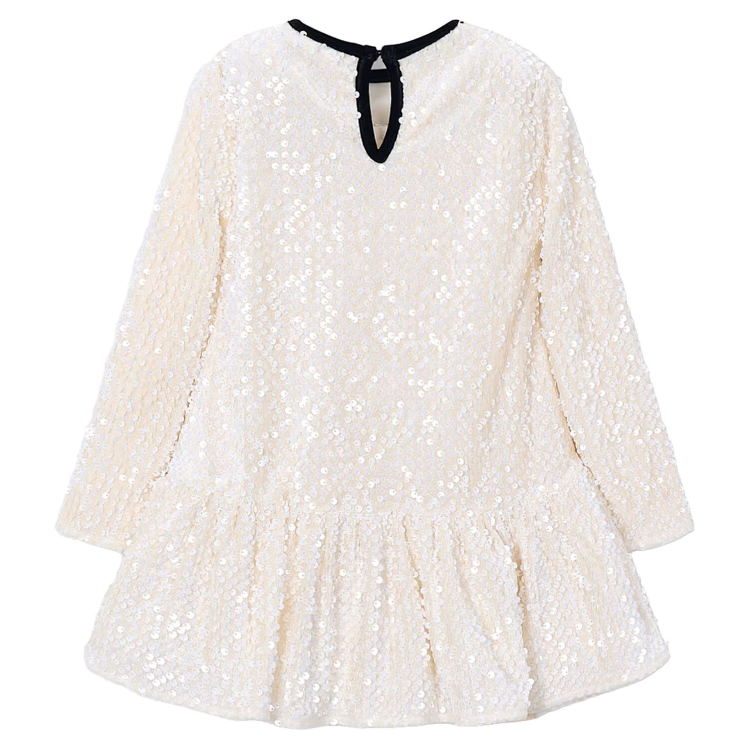 Girls Ivory Embellished Dress, 1, hi-res