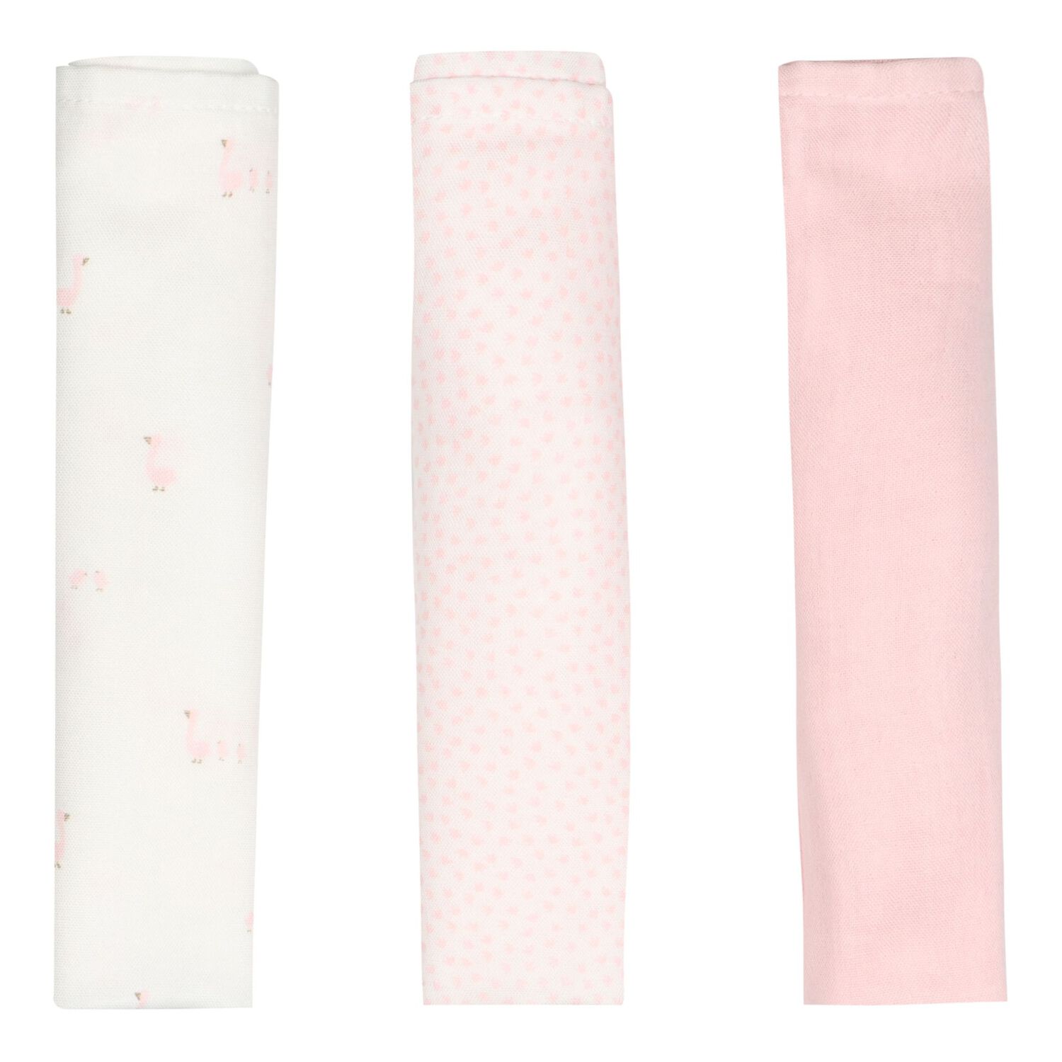 Baby Girls Ivory & Pink Muslin Swaddles ( 3-Pack ), 3, hi-res