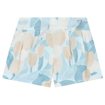 Girls Blue Printed Short